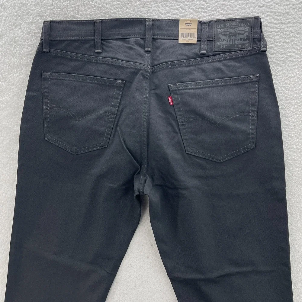 Levis 541 Jeans Mens 38x32 Gray Athletic Tapered Dark Wash Stretch Denim Casual